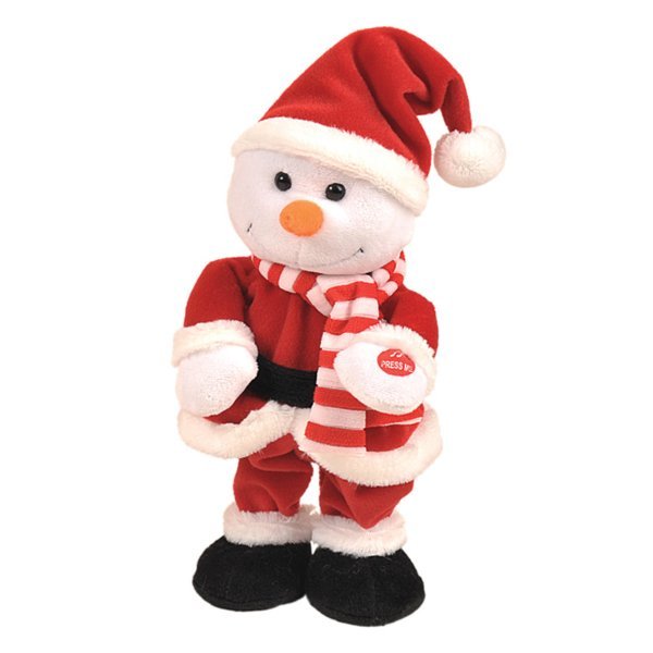 Χριστουγεννιάτικος Λούτρινος Χιονάνθρωπος με Ήχο και Κίνηση  (28cm) 